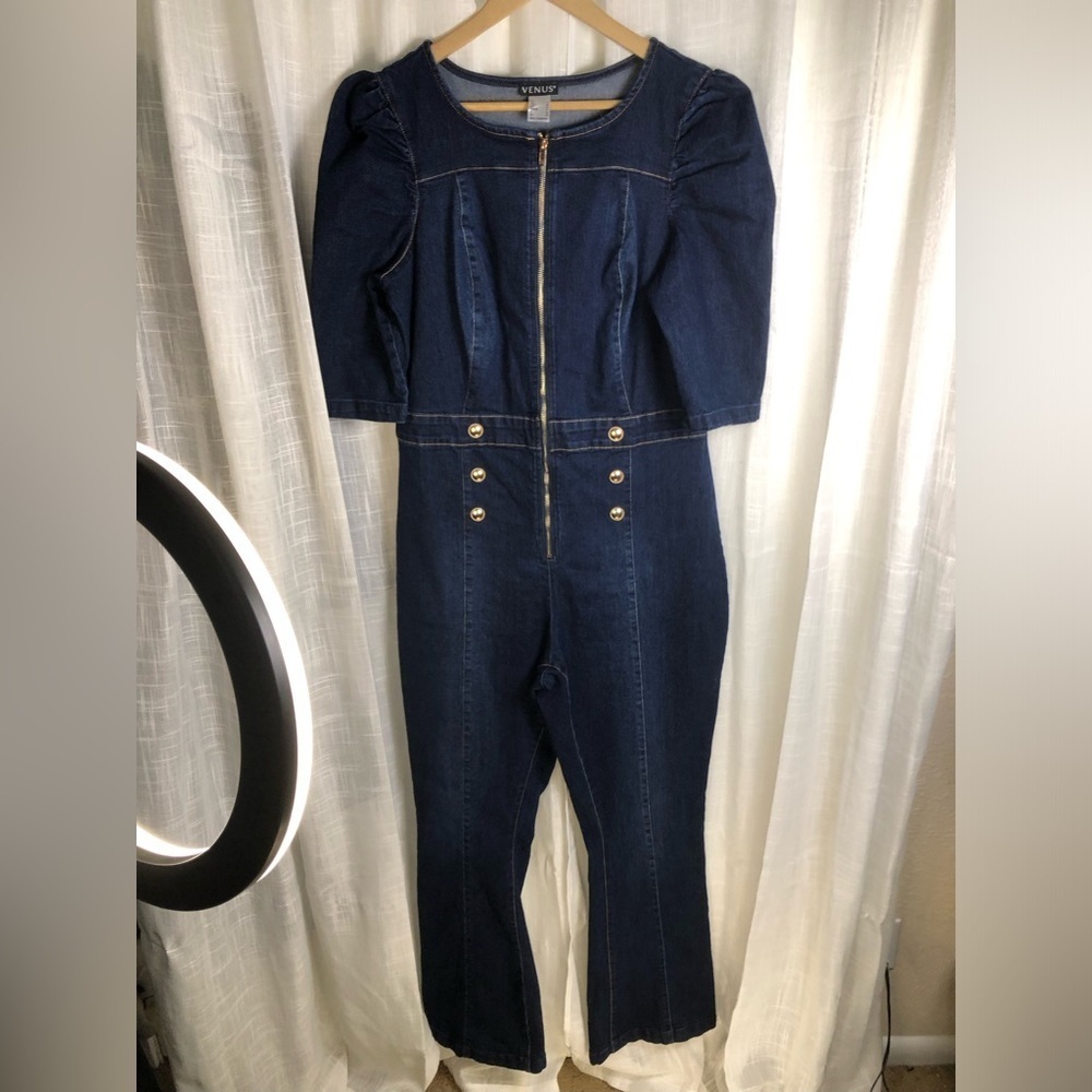 VENUS Dark Blue Jumpsuit with Metallic Buttons size 16 NWOT - Picture 5 of 15